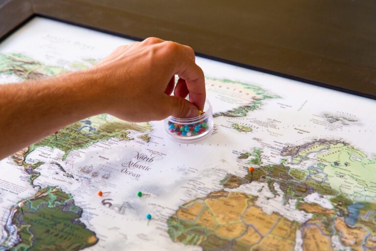 pins on a globe