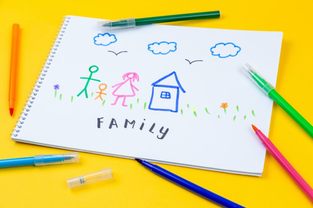 childs drawing of a family